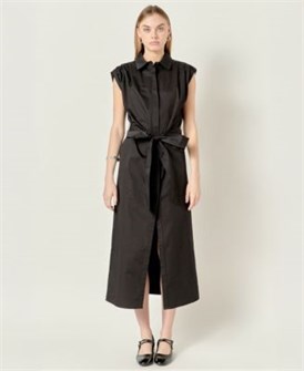 Женское макси платье без рукавов с воротником и пуговицами от English Factory, из хлопка 11172415