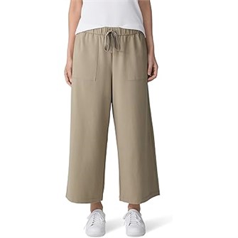 Широкие укороченные брюки из 100% органического льна от Eileen Fisher с карманами и застежкой на молнии 11226394