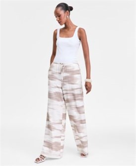 Женские широкие брюки с принтом от I.N.C. International Concepts с завышенной талией и карманами 11225376