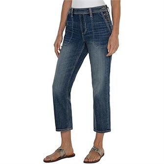 Liverpool Los Angeles Джинсы Liverpool Easy Mid Rise Utility с боковыми пуговицами, высоким посадом, изготовлены из 70% хлопка, с удобными карманами 11166941