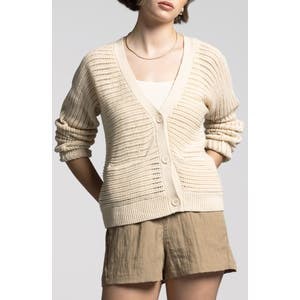 Weekend Los Angeles Кардиган Lisette из льна и хлопка с открытыми швами, V-образным вырезом и длинными рукавами 10047606