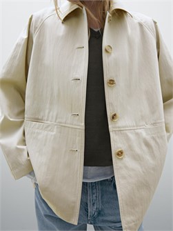 Massimo Dutti Пальто из хлопкового микса с рукавами-реглан, воротником-рубашкой, пуговицами и двумя боковыми карманами 11202098