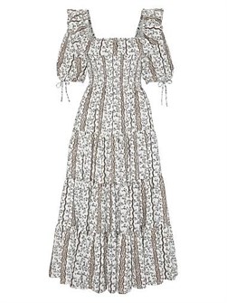 Платье Corinne Nap от Hill House Home с квадратным вырезом, эластичной сборкой и рюшами 11167819