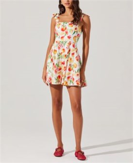 Приталенное женское хлопковое платье с бретелями и принтом от Astr, с юбкой А-силуэта 11171853