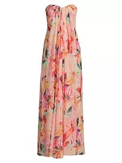 Макси платье без бретелек Brooke из шифона с цветочным принтом от Liv Foster, 100% полиэстер 10049483