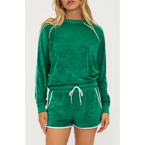 Beach Riot Молодёжный велюровый лонгслив Greer с контрастной отделкой и регланом 10047800