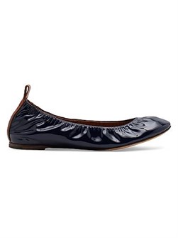 Лаковые кожаные балетки Lanvin с круглым носком и плоским каблуком 1 см для стильного образа 11010541