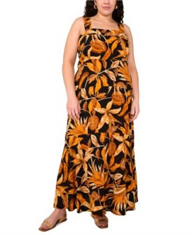 Платье-макси большого размера Vince Camuto с тропическим принтом, квадратным вырезом и сборкой на спине 11172042