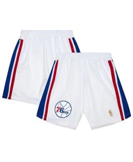 Mitchell &amp, Ness Мужские белые шорты Philadelphia 76ers 1996-97 Hardwood Classics из сетчатой ткани с эластичным поясом 11223783