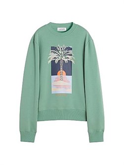 Прямой хлопковый худи с ярким принтом от Lanvin, круглый вырез, изготовлено в Португалии 11010552