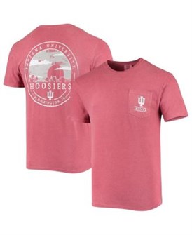 Image One Винтажная мужская вишнёвая футболка с коротким рукавом и карманом Indiana Hoosiers, 100% хлопок 11222394