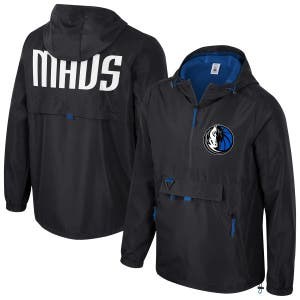 Чёрная унисекс-ветровка Unisex Stadium Essentials Dallas Mavericks с короткой молнией и логотипом команды 10048220