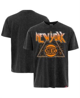Sportiqe Чёрная мужская футболка New York Knicks из коллекции Distressed Rock Roll Angus с эффектом каменной стирки 11223088