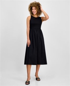 Миди-платье Anne Klein без рукавов из смешанных тканей с карманами и силуэтом fit &amp, flare 11022717