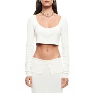 Lioness Кроп-топ Amour из вискозы и нейлона с вырезом-лодочка и длинными рукавами 10048688