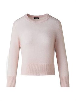 Женский свитер Akris из кашемира и шёлка с круглым вырезом и боковыми разрезами, 74% кашемир, 26% шёлк 11019744