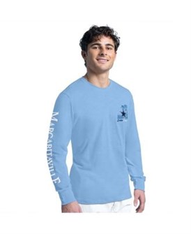 Светло-голубой мужской лонгслив Dallas Cowboys с принтом и ребристым воротником от Margaritaville 11225872