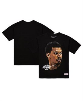 Чёрная футболка NBA Real Big Face с изображением Виктора Уэмбаньямы, 100% хлопок, Mitchell &amp, Ness, с коротким рукавом 11239065