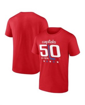 Fanatics Mto Label Мужская красная футболка на 50-летие Washington Capitals из мягкого 100% хлопка с короткими рукавами 11221816