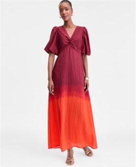 I.N.C. International Concepts Макси-платье с омбре и перекрученной деталью спереди от I.N.C., эксклюзивно в магазине 11175750