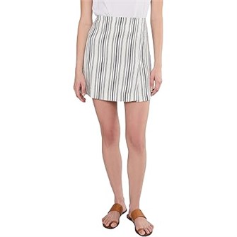 Полосатая льняная мини-юбка Madewell Tullulah с удобным эластичным поясом и застежкой на липучке 11226568