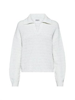 Поло из хлопка с V-образным вырезом и широкими рукавами от Brunello Cucinelli с текстурным полупатентным вязанием 11167853