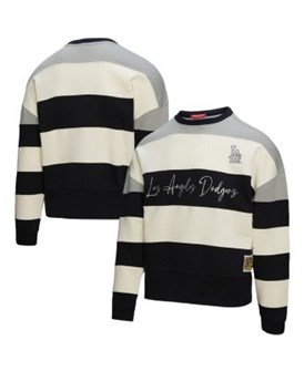Mitchell &amp, Ness Серый/чёрный женский флисовый лонгслив Los Angeles Dodgers из коллекции Cooperstown 11224023