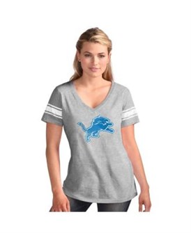 G-Iii Женская износостойкая серая футболка с V-образным вырезом Detroit Lions First Pick 11223135