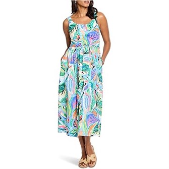 Nic+Zoe Платье Sophie Island Beat с квадратным вырезом, карманами и поясом, 100% хлопок 11171086