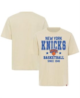 Sportiqe Кремовая мужская и женская футболка New York Knicks Duke Premium из мягкого хлопка с короткими рукавами 11223845