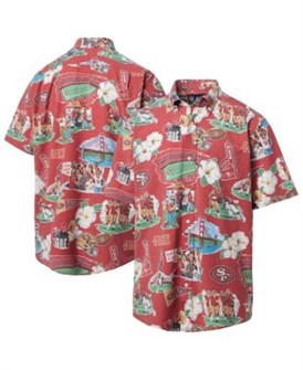 Мужская красная рубашка с короткими рукавами San Francisco 49ers от Reyn Spooner, 100% хлопок 11177112