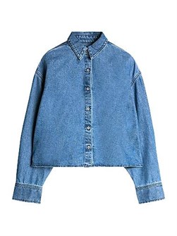 Джинсовая рубашка большого размера Nina от 7 For All Mankind с легким денимом, длинными рукавами и острым воротником 11166375