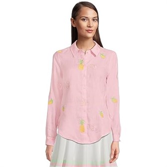 Lilly Pulitzer Льняная рубашка Sea View с длинными рукавами и нагрудными карманами 11230742