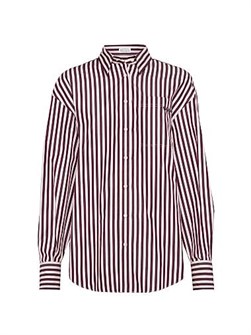 Рубашка из хлопкового поплина в полоску с классическим воротником и нагрудным карманом от Brunello Cucinelli, сшита в Италии 11167810