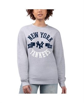 Женский лонгслив с логотипом команды Нью-Йорк Янкиз от G-III, начёс, 80% хлопка, серый 11223821
