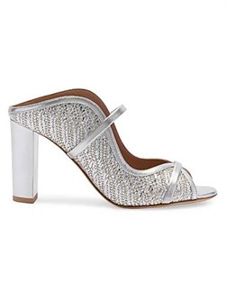Malone Souliers Металлические раффи сандалии на каблуке Norah 85MM с двойными ремешками 11167537