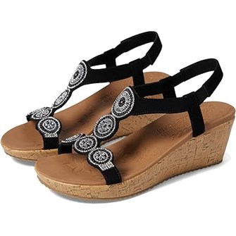 Сандалии на танкетке Skechers Beverlee - Date Glam с украшением из страз и комфортной стелькой Luxe Foam™ 11234329