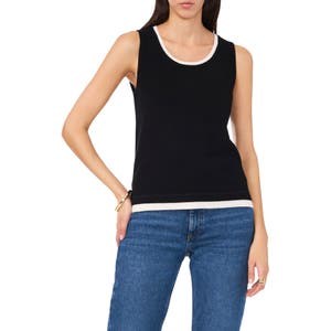 Модный безрукавный свитер Vince Camuto с контрастной отделкой и силуэтом, подчеркивающим фигуру 10047570