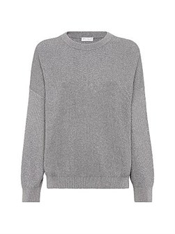 Свитер из блестящего хлопкового трикотажа Vanise с английской резинкой от Brunello Cucinelli, 72% хлопок, произведено в Италии 11168067