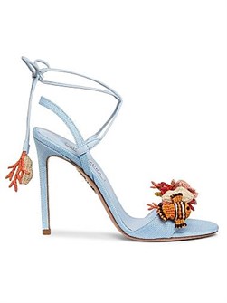Сандалии Marea 105MM с украшением из текстиля и кожи от Aquazzura, с открытым носком 11170137