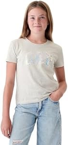 Футболка GAP для девочек, короткий рукав, с логотипом, 100% хлопок, размер XL, светло-серый меланж 10022978