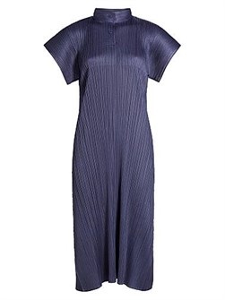 Миди-платье августа с плиссировкой от Pleats Please Issey Miyake с расклешённым воротником и короткими рукавами 11015113