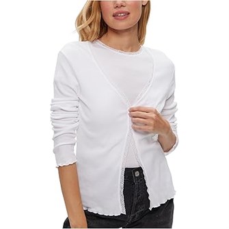 Кардиган Michael Stars Beatrice с V-образным вырезом, длинными рукавами и кружевными деталями из 100% хлопка Supima 11226838