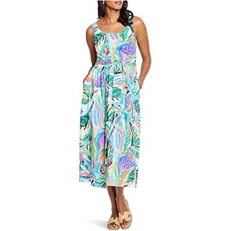 Платье с принтом Sophie Petite Island Beat от Nic+Zoe, 100% хлопок, облегающий силуэт и карманы 11171113