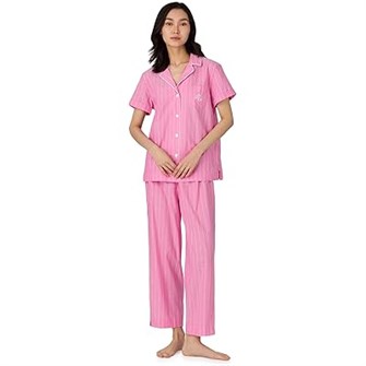 Пижамный комплект с коротким рукавом и отложным воротником от LAUREN Ralph Lauren из 60% хлопка и 40% вискозы 11227206