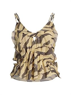 Топ с тигровым принтом от Iro, модель Dariah с глубоким V-образным вырезом, рюшами и регулируемыми бретельками 11167641