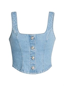 Топ из денима Saga L',Agence с корсетной моделью и квадратным вырезом, изготовленный в США 11166387
