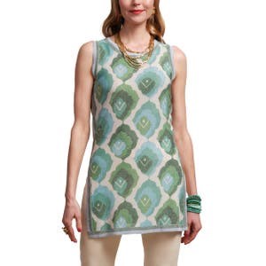 Трикотажный топ Robbie с графическим принтом листьев от Frances Valentine, 65% вискоза, 21% нейлон, 14% полиэстер 10048731