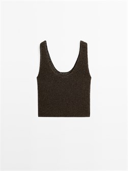 Топ из смеси хлопка Massimo Dutti с круглым вырезом и широкими бретелями 11202049