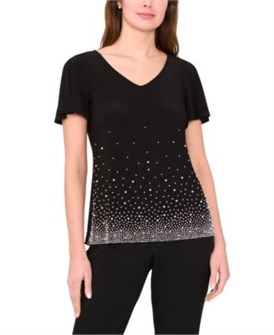 Женский топ с V-образным вырезом и короткими рукавами от Msk, 95% полиэстер, 5% спандекс 11222691